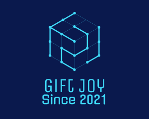 Blue Digital Cube  logo design