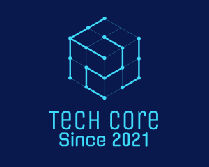 Blue Digital Cube  logo design