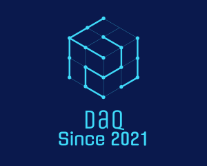 Futuristic - Blue Digital Cube logo design
