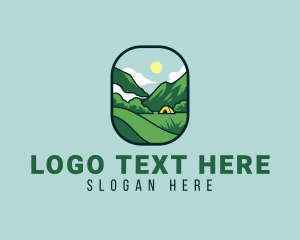 Tree - Mountain Tent Camping logo design