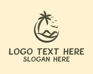 Airplane - Island Beach Tree logo design