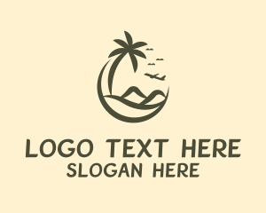 Aeroplane - Island Beach Tree logo design