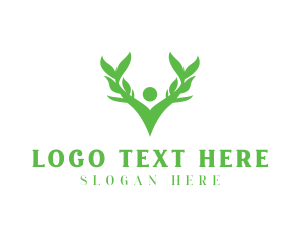 Green Crown - Leaf Nature Human logo design