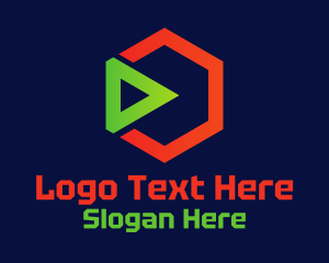 Hexagon Play Button Logo