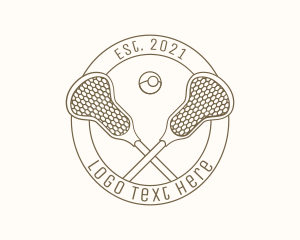 Sports Analyst - Monoline Lacrosse Equipment Badge logo design
