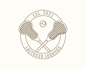 Lacrosse - Monoline Lacrosse Equipment Badge logo design