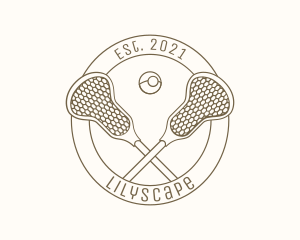 Sports Network - Monoline Lacrosse Equipment Badge logo design