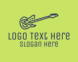 Guitar Band - Blue Electric Guitar logo design