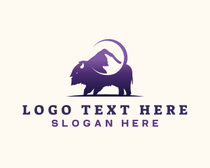 Horn - Mountain Bison Bull logo design