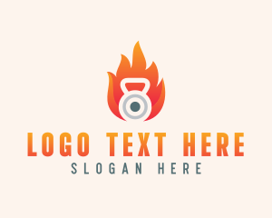 Fiery - Fire Kettlebell Weights logo design