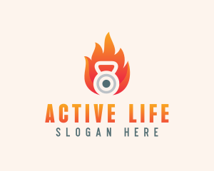 Fire Kettlebell Weights logo design