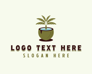 Coconut - Tropical Coconut Tree logo design