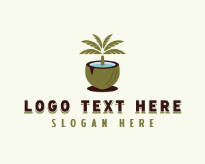 Coconut Milk - Tropical Coconut Tree logo design