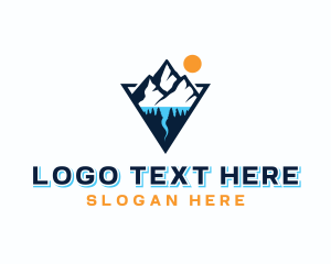 Forest - Mountain Forest Lake River logo design