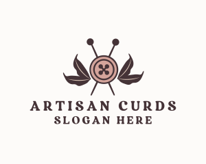 Rustic Sewing Button Pins logo design