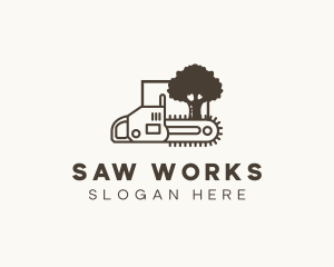 Chainsaw Tree Woodcutter logo design