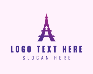 Courier - Eiffel Tower Arrow logo design