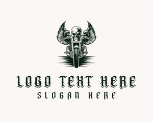 Wings - Motorcycle Biker Skull logo design