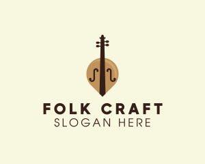 Folk - Cello Music Note logo design