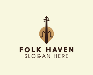 Folk - Cello Music Note logo design