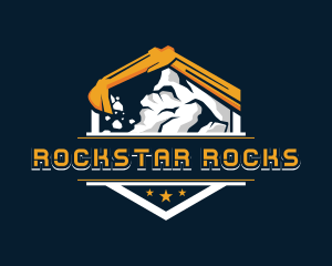 Rocks - Excavator Mining Construction logo design