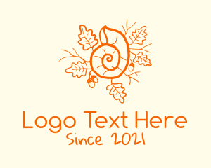 Autumn - Snail Shell Acorn Leaves logo design