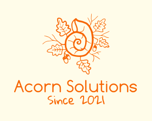 Acorn - Snail Shell Acorn Leaves logo design