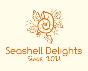 Seashell - Snail Shell Acorn Leaves logo design