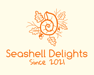 Snail Shell Acorn Leaves logo design