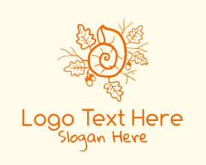 Snail Shell Acorn Leaves Logo