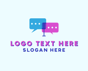 Mic - Chat Box Social Media logo design