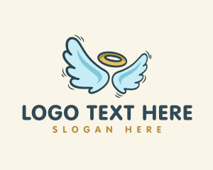 Winged - Halo Angel Wings logo design