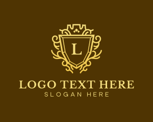 Luxury - Golden Crown Shield logo design