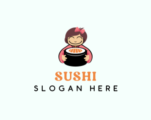 Girl Japanese Sushi logo design