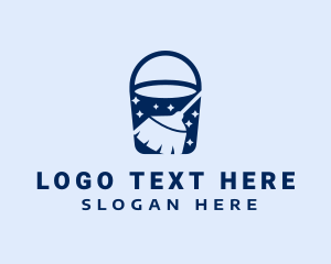 Blue - Bucket & Broom Cleaning logo design