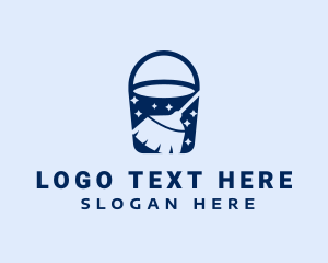 Bucket & Broom Cleaning Logo