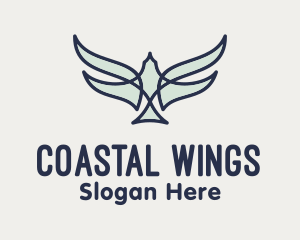 Seagull - Blue Monoline Bird logo design