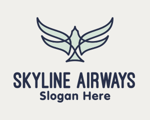 Airliner - Blue Monoline Bird logo design