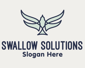 Swallow - Blue Monoline Bird logo design