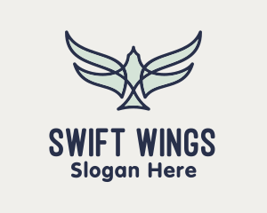 Swallow - Blue Monoline Bird logo design