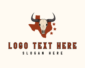 Bar - Texas Bull Skull logo design