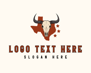 Saloon - Texas Bull Skull logo design