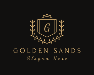 Golden Royal Shield logo design