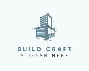 Building Architect Blueprint logo design