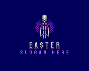 Singer - Podcast Recording Mic logo design