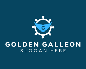 Galleon - Nautical Ship Helm logo design