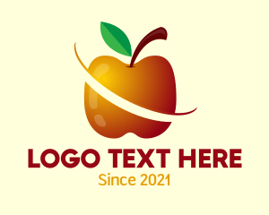 Vegetarian Food - Sliced Apple Fruit Food logo design