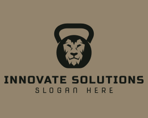 Gym - Kettlebell Gym Lion logo design