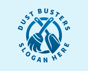 Housekeeping Broom Dust Pan logo design