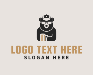 Bear Cap Sunglass Beer logo design